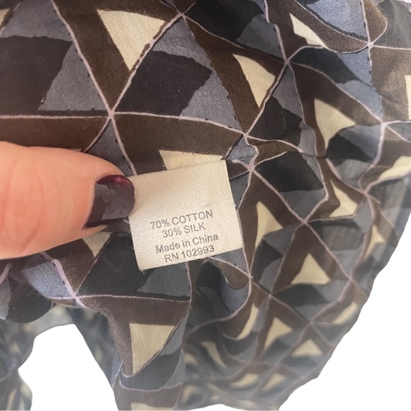 Twinkle by Wenlan by Anthropologie flutter blouse silk geometric print ruffle 4 - Picture 6 of 10